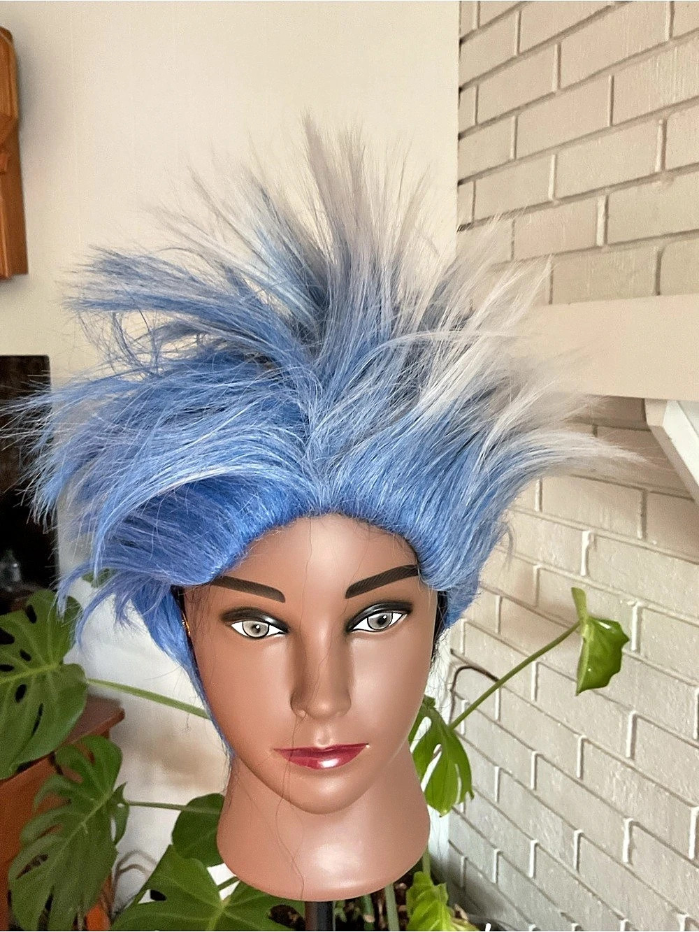 Blue & White Spiky Layered Wig